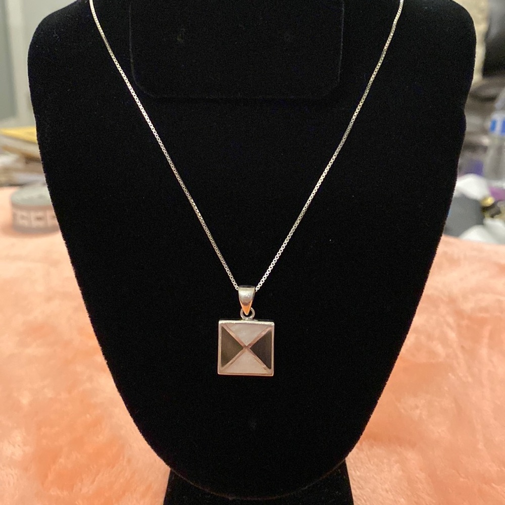 Vintage Sterling Silver Abalone Necklace